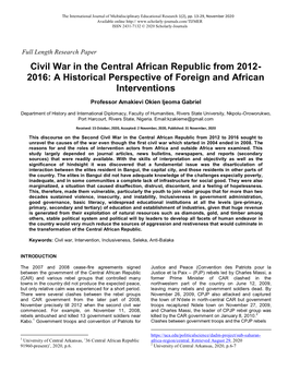Civil War in Central African Republic