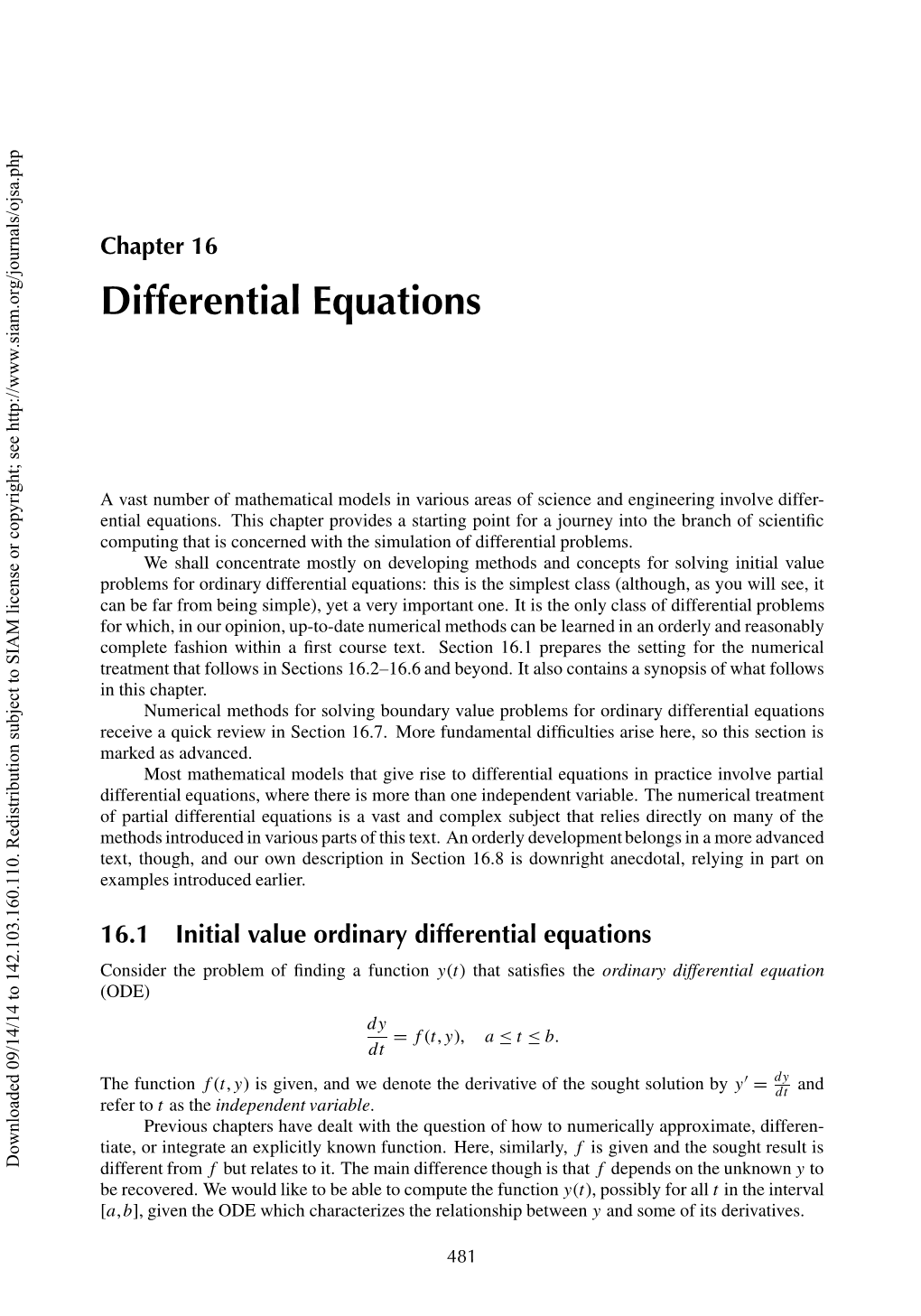 Chapter 16: Differential Equations