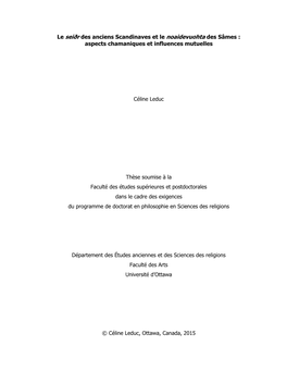 Le Seiðr Des Anciens Scandinaves Et Le Noaidevuohta Des Sâmes : Aspects Chamaniques Et Influences Mutuelles