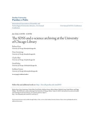 The Sdss and E-Science Archiving at the University of Chicago Library
