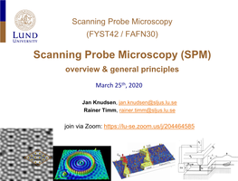 Scanning Probe Microscopy (SPM) Overview & General Principles