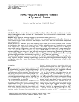Hatha Yoga and Executive Function: a Systematic Review