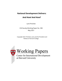 National Development Delivers: and How! and How?