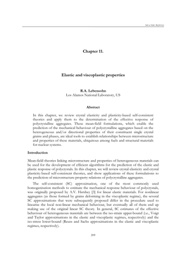 Chapter 11. Elastic and Viscoplastic Properties