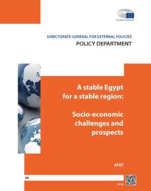 A Stable Egypt for a Stable Region: Socio-Economic Challenges and Prospects
