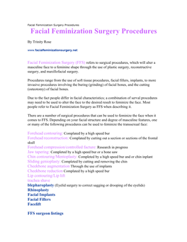 Facial Feminization Surgery Procedures Facial Feminization Surgery Procedures
