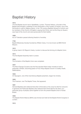 Baptist History