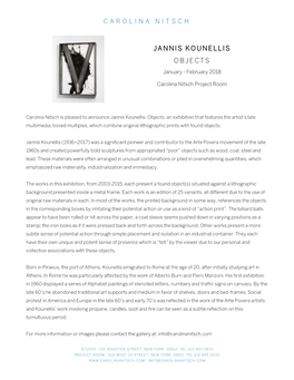 Jannis Kounellis Objects