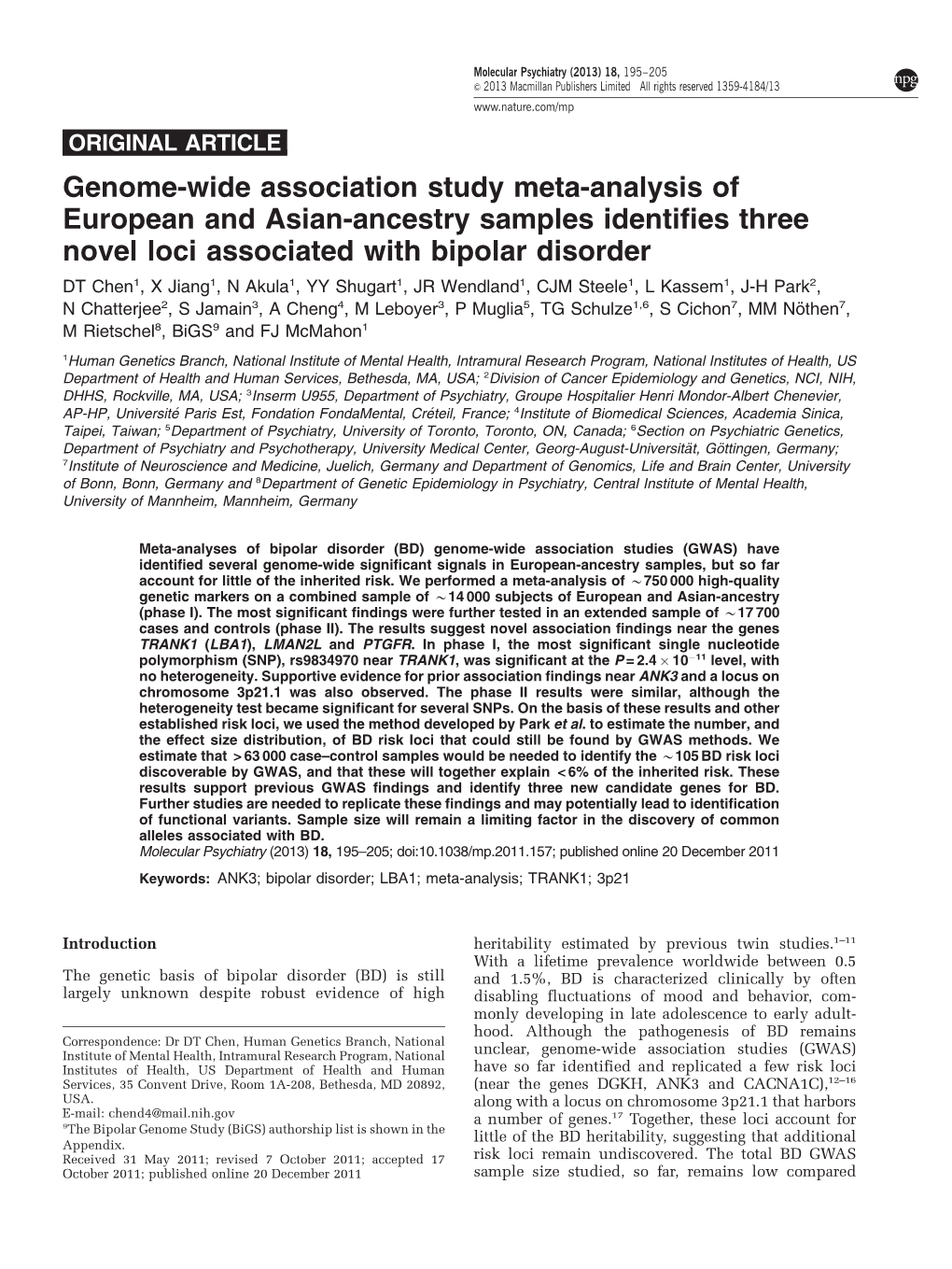 Genome-Wide Association Study Meta-Analysis of European