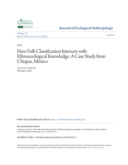How Folk Classification Interacts with Ethnoecological Knowledge: a Case Study from Chiapas, Mexico Aaron M