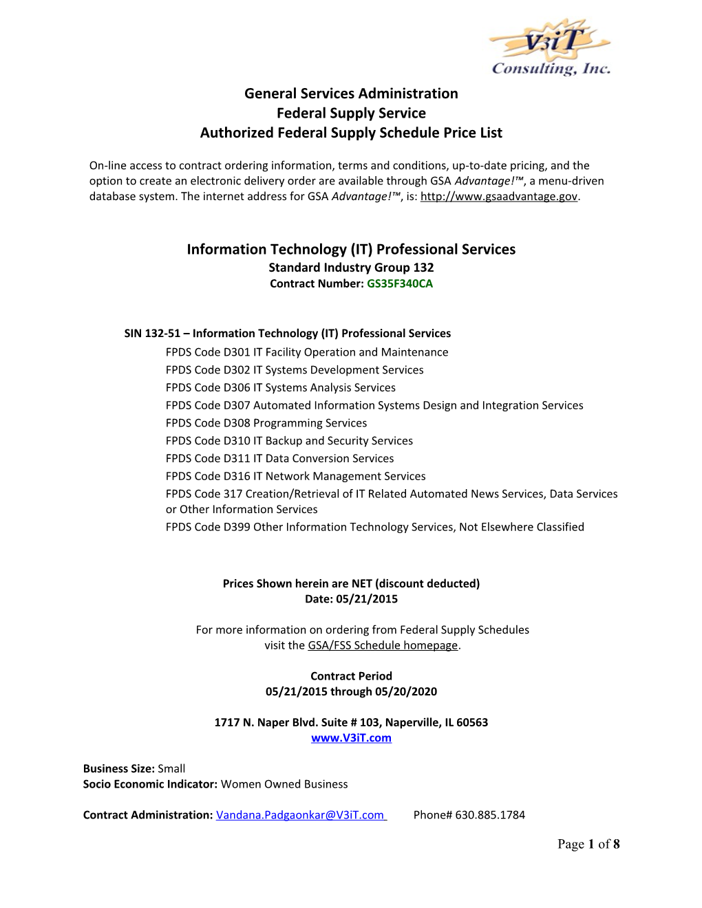 Authorized Federal Supply Schedule Price List s22