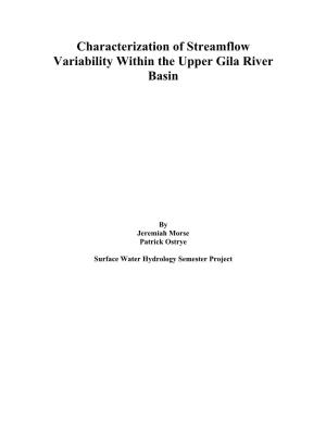 Characterization of Streamflow Variability Within the Upper Gila River Basin