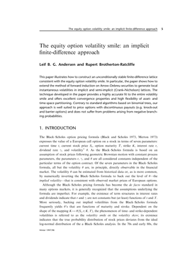 The Equity Option Volatility Smile: an Implicit Finite-Difference Approach 5