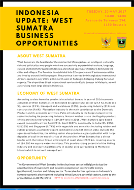 Indonesia Update: West Sumatra Business