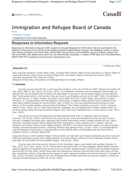 Immigration and Refugee Board of Canada Page 1 of 7