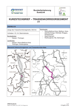 Kurzsteckbrief – Trassenkorridorsegment 77