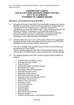 Duty to Co-Operate Statement of Common Ground