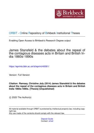 James Stansfeld & the Debates About the Repeal of the Contagious