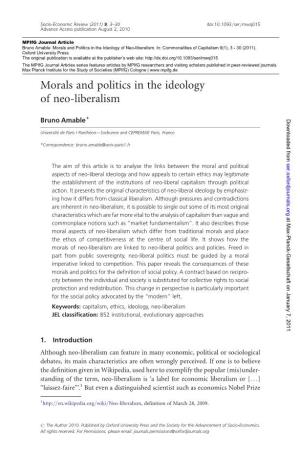 Morals and Politics in the Ideology of Neo-Liberalism