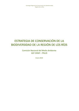 Estrategia De Conservación De La Biodiversidad, Región De Los Ríos