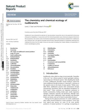 The Chemistry and Chemical Ecology of Nudibranchs Cite This: Nat