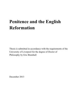 Penitence and the English Reformation