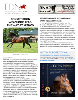 Constitution Weanlings Lead The