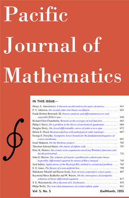 Pacific Journal of Mathematics Vol. 5 (1955), No. 5