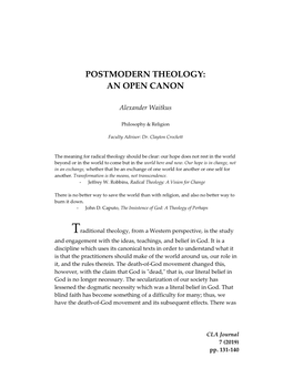 Postmodern Theology: an Open Canon