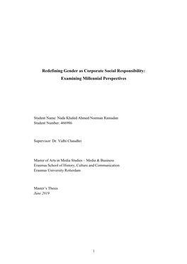 Redefining Gender As Corporate Social Responsibility: Examining Millennial Perspectives