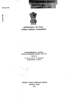 O GOVERNMENT of INDIA ATOMIC ENERGY COMMISSION