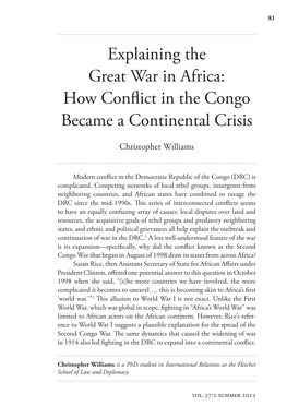 Explaining the Great War in Africa: How Conflict in the Congo Became a Continental Crisis