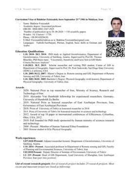 CV of Bakhtiar Feizizadeh