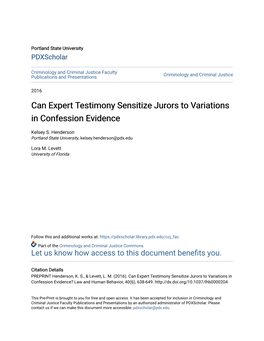 Can Expert Testimony Sensitize Jurors to Variations in Confession Evidence