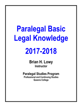 Paralegal Basic Legal Knowledge 2017-2018