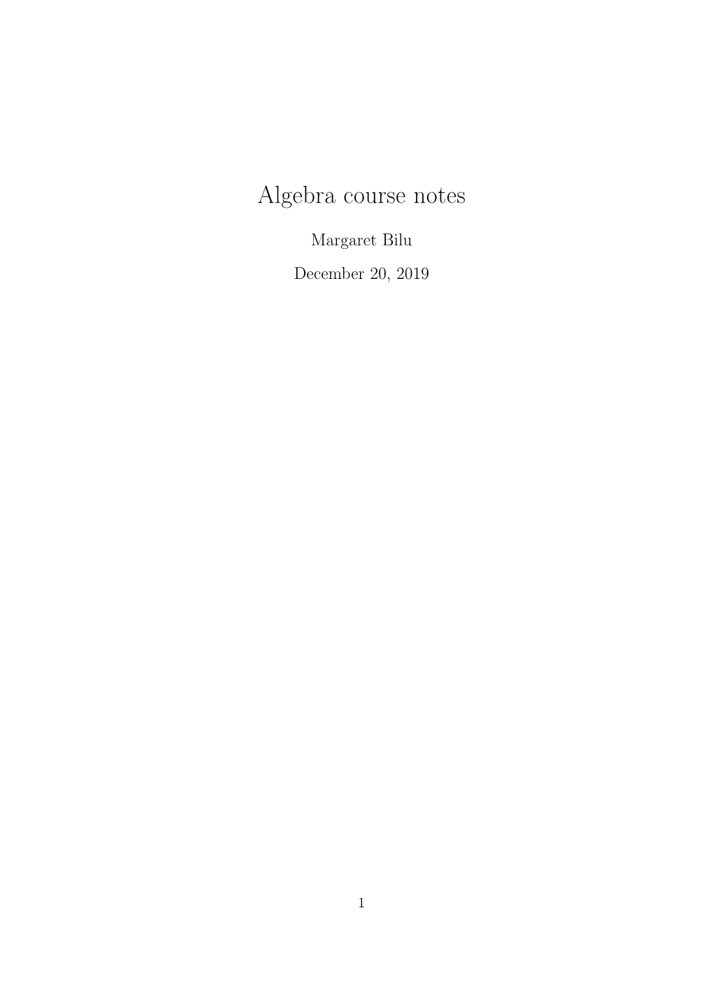 Algebra Course Notes