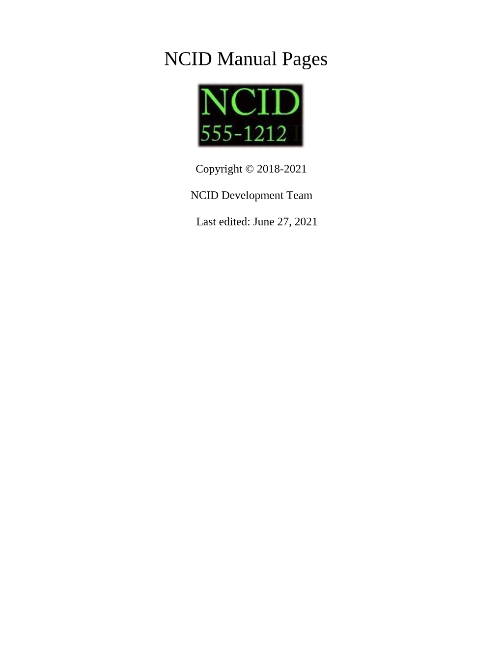 NCID Manual Pages