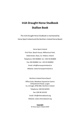 Irish Draught Stallion Book 2020