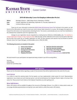 2019 All-University Career Fair Employer Information Packet 2019