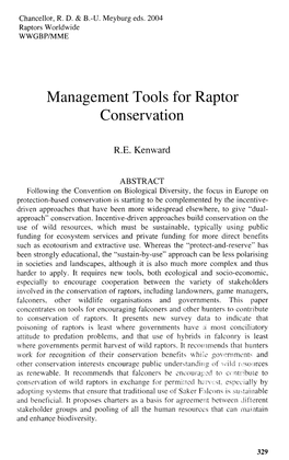 Management Tools for Raptor Conservation