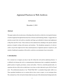 Appraisal Practices in Web Archives
