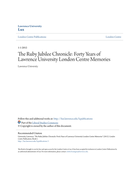 Forty Years of Lawrence University London Centre Memories Lawrence University