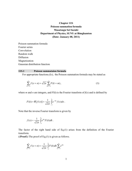 11S Poisson Summation Formula Masatsugu Sei Suzuki Department of Physics, SUNY at Bimghamton (Date: January 08, 2011)