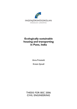 Ecologically Sustainable Housing and Transporting in Pune, India