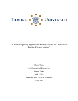 “A Multidisciplinary Approach for Startup Success: an Overview of Boulder City and Istanbul”