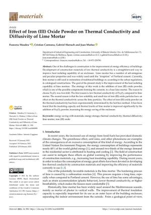 Effect of Iron (III) Oxide Powder on Thermal Conductivity and Diffusivity of Lime Mortar