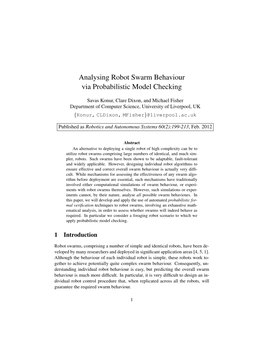 Analysing Robot Swarm Behaviour Via Probabilistic Model Checking