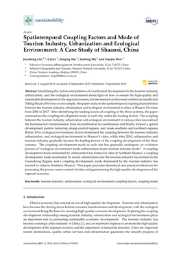 Spatiotemporal Coupling Factors and Mode of Tourism Industry, Urbanization and Ecological Environment: a Case Study of Shaanxi, China