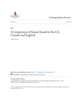 A Comparison of Sexual Assault in the U.S., Canada, and England Catie Carson