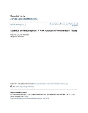 Sacrifice and Redemption: a New Approach from Mimetic Theory